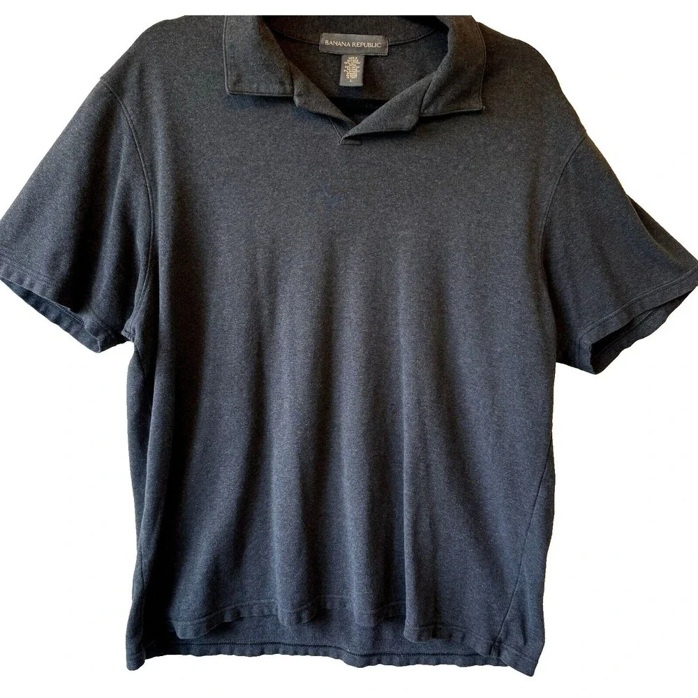 Banana‎ Republic Polo Shirt Men's Adult Large Black Rugby Luxe Touch Performance